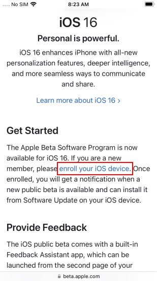 ios 16 బీటా పరికరాన్ని నమోదు చేయండి